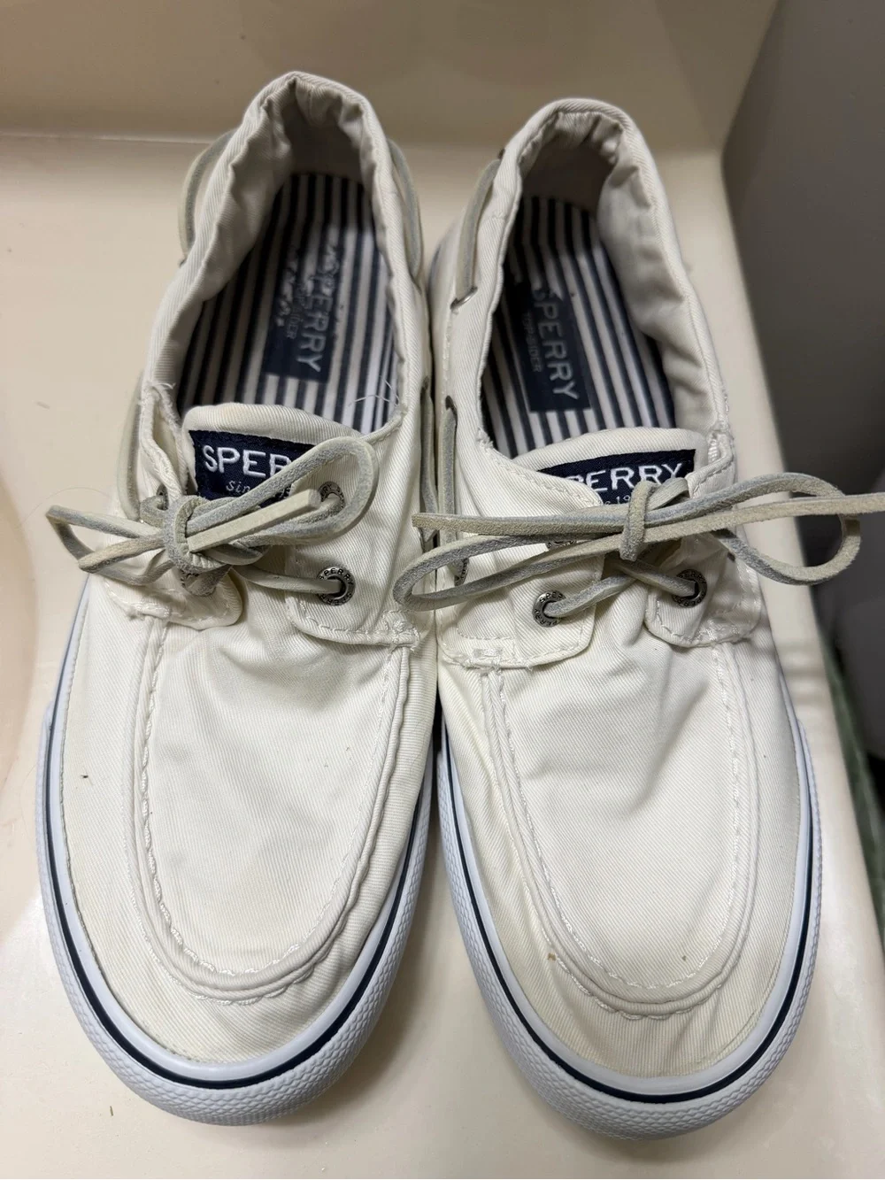 Sperry Men's Canvas Boat Shoes in Off-White